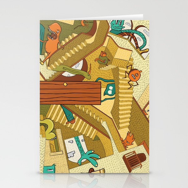 Monsters on Stairs Stationery Cards