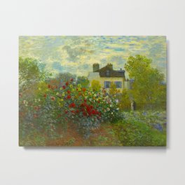 Claude Monet Impressionist Landscape Oil Painting A Corner of the Garden with Dahliass Metal Print