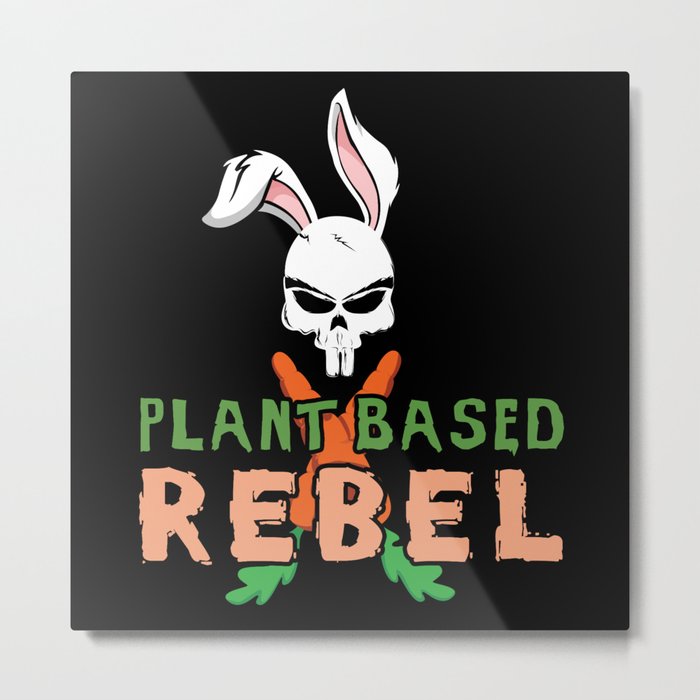 Plant Based Rabbit Bunny Head Rebel Easter Sunday Metal Print
