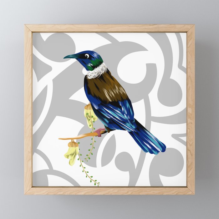Tui New Zealand Bird Framed Mini Art Print By Mailboxdisco Society6