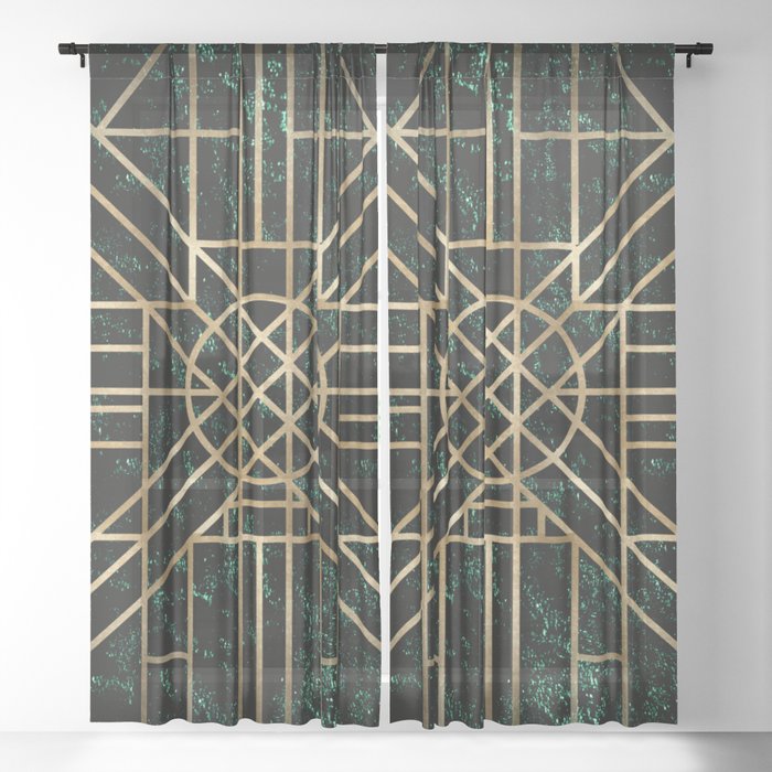 Art Deco design - velvet geo III Sheer Curtain