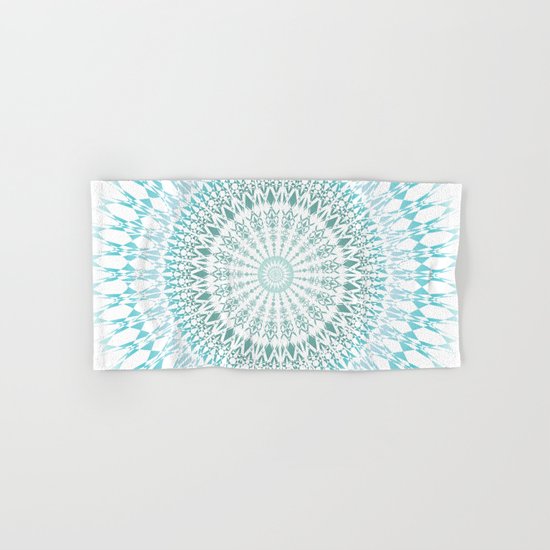Turquoise White Mandala Hand & Bath Towel