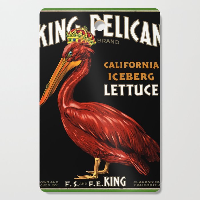King Pelican red brand California Iceberg Lettuce vintage label advertising poster / posters Cutting Board