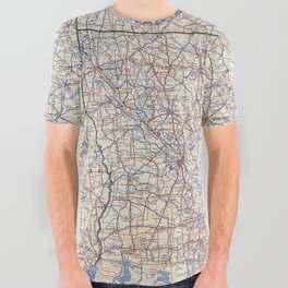 Flat map of Arkansas-Louisiana-Mississippi highways year 1950 All Over Graphic Tee