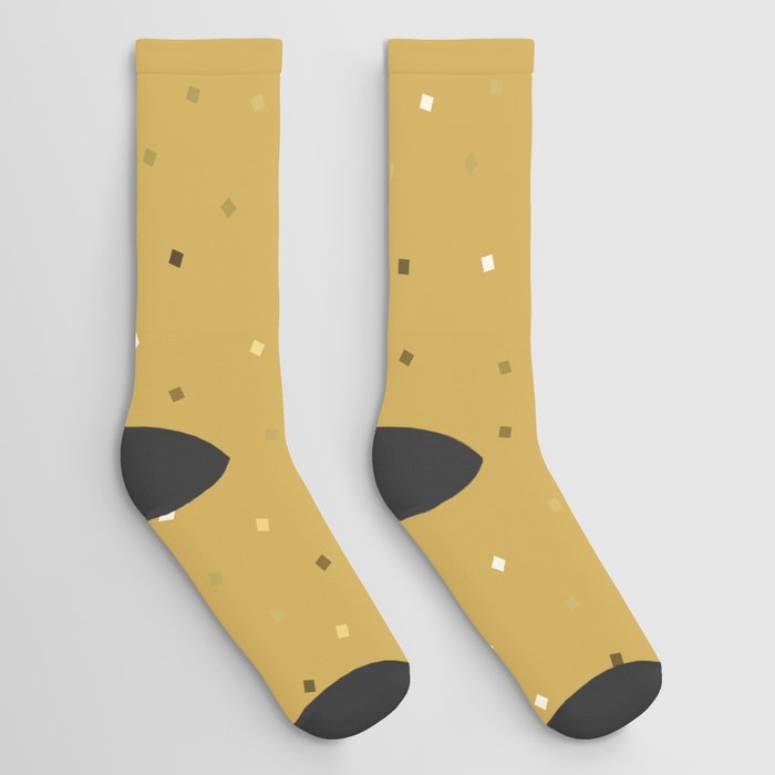 Simple Christmas seamless pattern Golden Confetti on Yellow Gold Background Socks