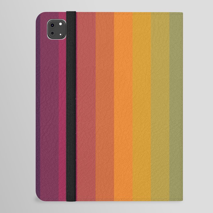 Colorful Abstract Vintage 70s Style Retro Rainbow Summer Stripes iPad Folio Case