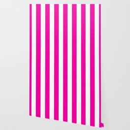Cerise Wallpaper Society6 Hollywood Cerise Pink Solid Color White Vertical Lines Pattern Wallpaper