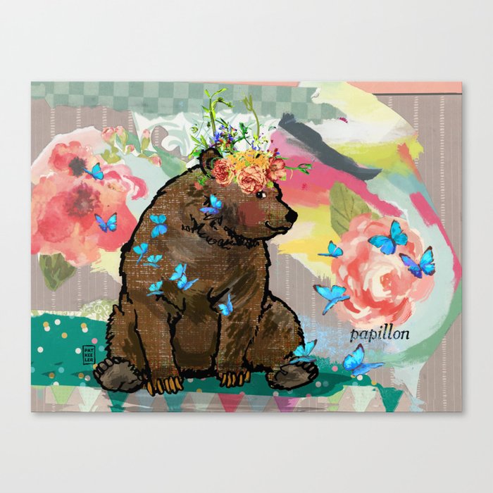 BEAR & BUTTERFLIES Canvas Print