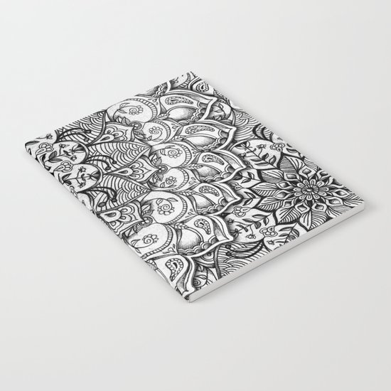 Shades of Grey - mono floral doodle Notebook