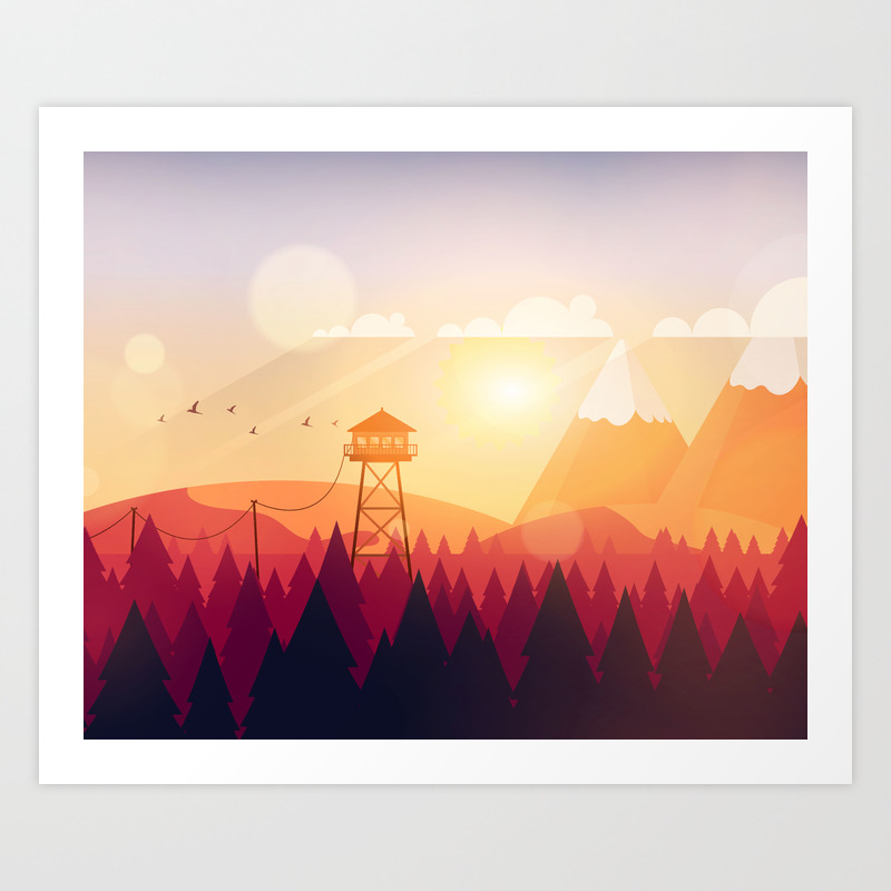 Vector Art Landscape With Fire Lookout Tower Art Print By Droidworker Society6,Bag End Interior Design