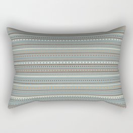 Bamako Textured Striped and Dotted Pattern in Slate Blue, Orange, Brown, and Cream Rectangular Pillow