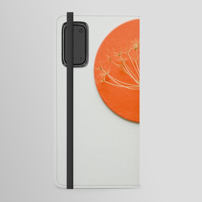 Orange circle and dried flower Android Wallet Case