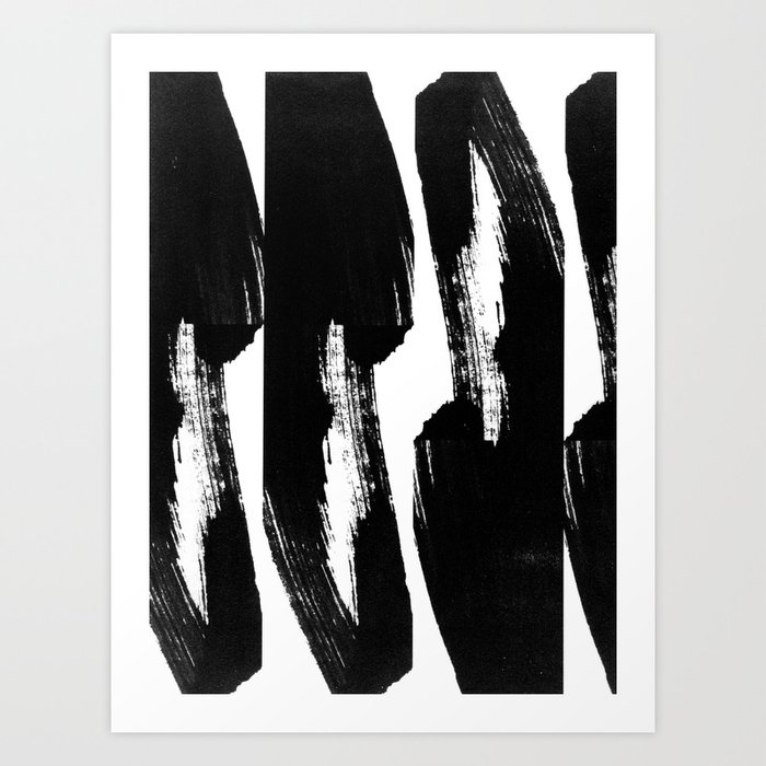 Modern Black Ink Brush Stroke Abstract Pattern Art Print