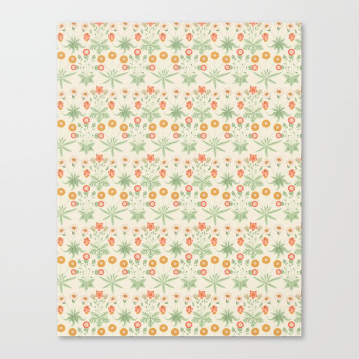 Daisy by William Morris - Beige Reconstructed Pattern Canvas Print