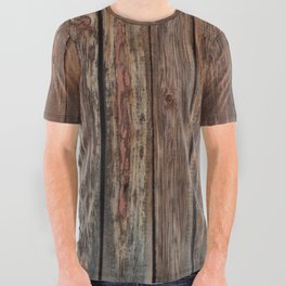 Vintage rustic wood background texture with knots.  All Over Graphic Tee