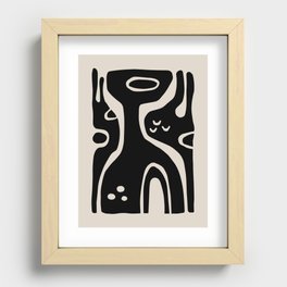 Abstract Art Black and Linen White Recessed Framed Print