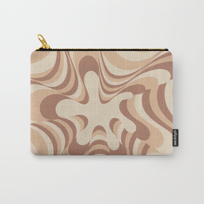 Abstract Groovy Retro Liquid Swirl in Brown Carry-All Pouch