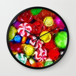 Festive penny arcade colorful candy - carnival hard candies portrait painting home and wall decor Wall Clock