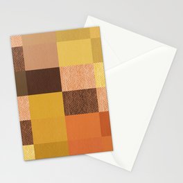 Fall Mustard Orange Golden Brown Checkered Gingham Patchwork Color Stationery Cards