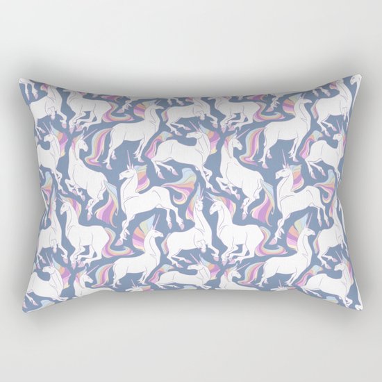 Rainbow unicorns ready for the weekend. Rectangular Pillow