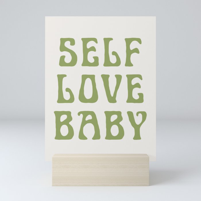 Self Love Baby Cream & Green Mini Art Print