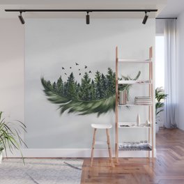 Earth Feather • Green Feather I Wall Mural