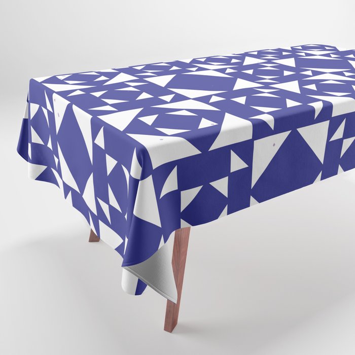 Navy Blue Retro Pattern Tiles Moroccan Art Tablecloth