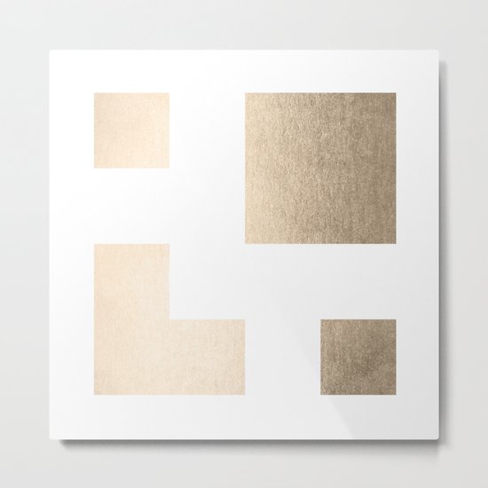 Simply Geometric in White Gold Sands on White Metal Print