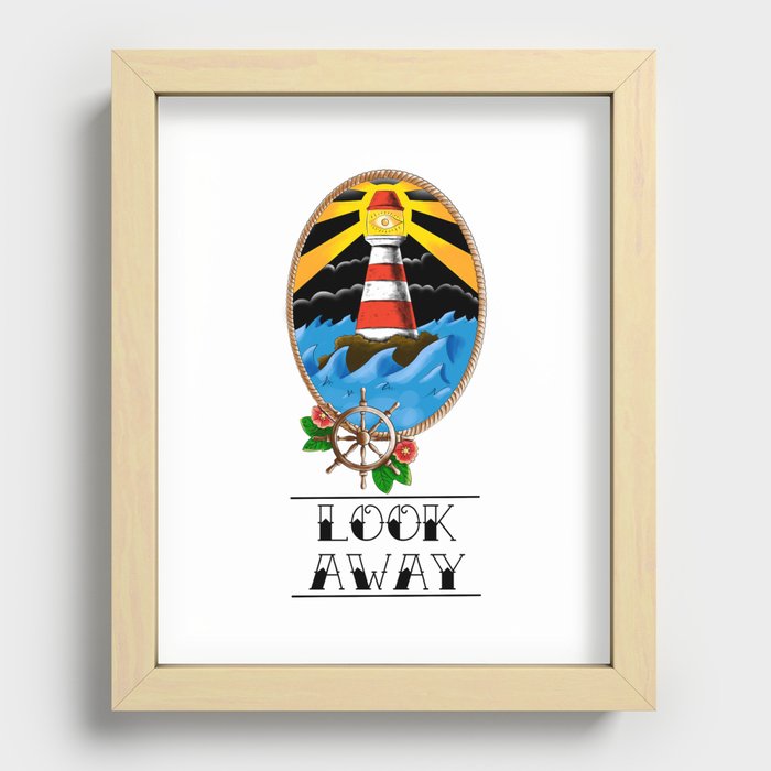 lighthouse old school Recessed Framed Print