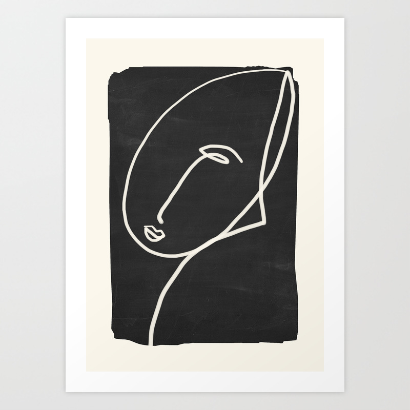 Abstract Face Minimalist Line Drawing Art Print By Thindesign Society6,Black And White Lines Aesthetic