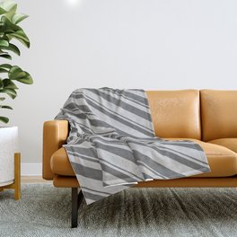 [ Thumbnail: Dim Gray & Light Gray Colored Lines Pattern Throw Blanket ]