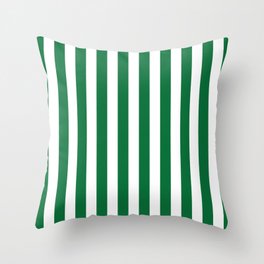 Vertical Stripes (Olive & White Pattern) Throw Pillow