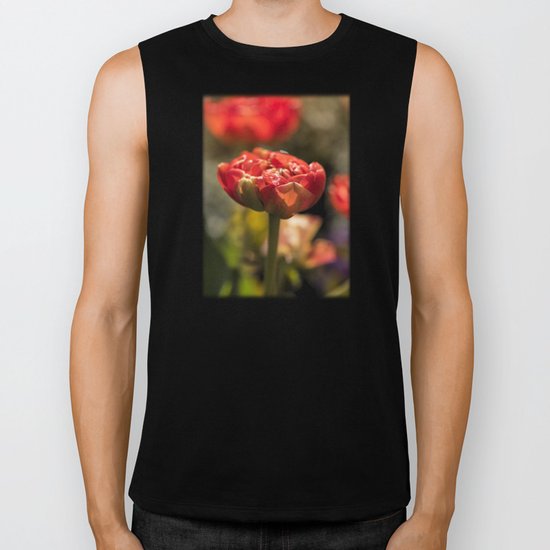 Fire Red tulips at Backlight Biker Tank