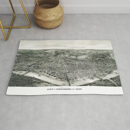 Cincinnati - mapa pictórico vintage de Ohio Area & Throw Rug