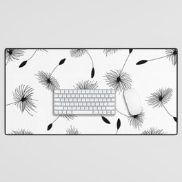 Dandelion Flowers pattern black & white Desk Mat