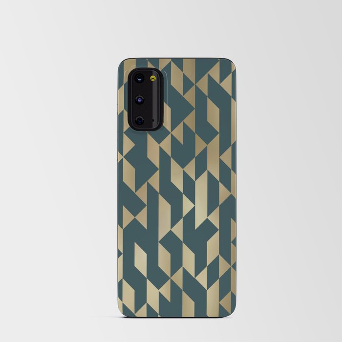 Abstract Geometric Pattern in Teal and Gold Android Card Case
