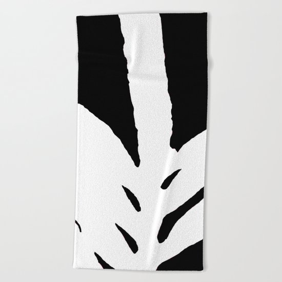 Green Fern White and Black Beach Towel