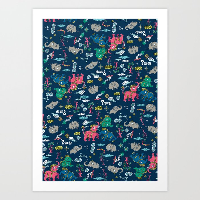 Thai Elephant pattern Art Print