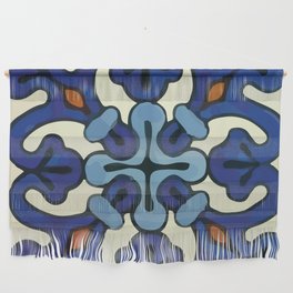 Baroque blue ornamental abstract talavera tile modern mexican home decor Wall Hanging