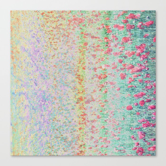 pink green lavender floral illusion perceived fabric look Canvas Print