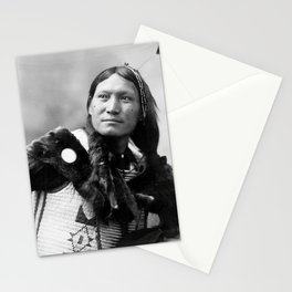 Sunflower, Dakota Sioux warrior portrait 1899 Native American tribe black and white photograph - photography - photographs Stationery Card