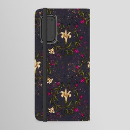 Decorative lily flower pattern, hand-drawn floral purple Android Wallet Case