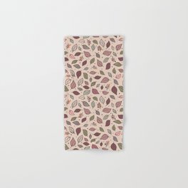 Autumn leaves and berries in pale pink and purple Hand & Bath Towel