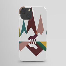 Colorful Vintage Wolf In Whimsical Wild and Mountains With Moon iPhone Case