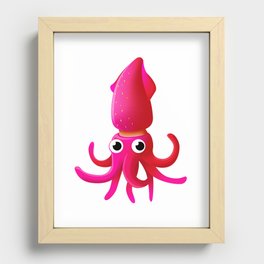Cute strawberry squid Recessed Framed Print