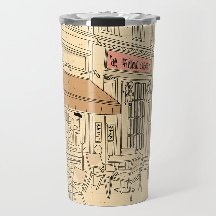 street cafe sketch Travel Mug