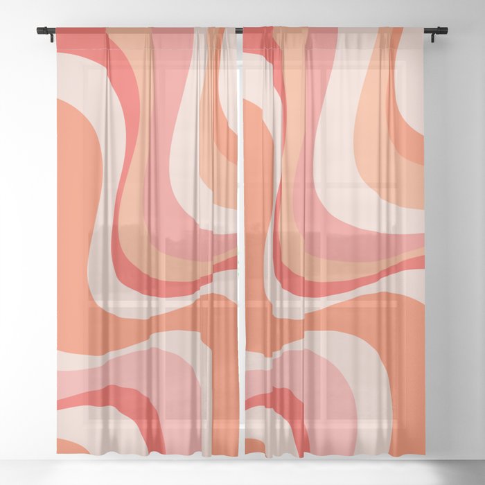 Colorful modern retro waves design 2 Sheer Curtain