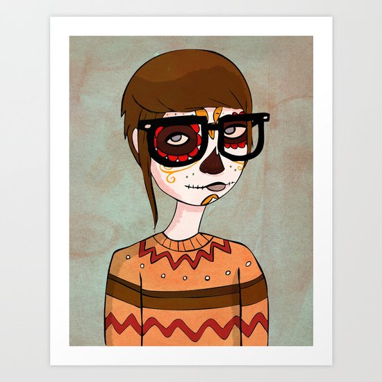 Day of the Dead Hipster Art Print