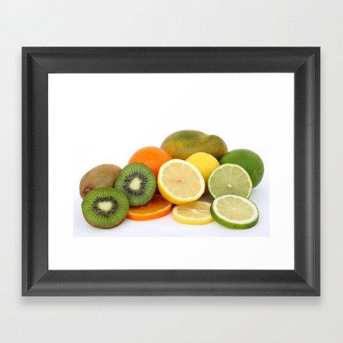 Orange, Lime, Lemon, Kiwi,Mango Fruits Framed Art Print