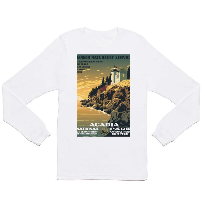 Vintage poster - Acadia National Park Long Sleeve T Shirt